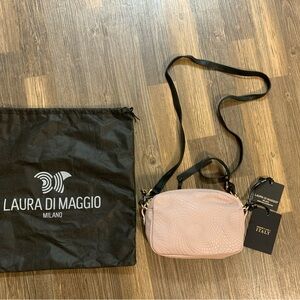 Laura di Maggio Milano made in Italy textured leather crossbody bag blush pink